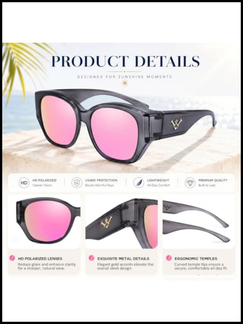 Polarized Fit Over Sunglasses Oversized UV Protection TR90 - Picture 3 of 6